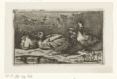 水辺にいる 4 羽のアヒル 作： Jan Gerard Smits