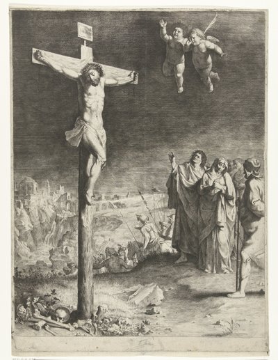 悲しむマリアとヨハネと十字架上のキリスト 作： Jan Gerritsz. van Bronckhorst