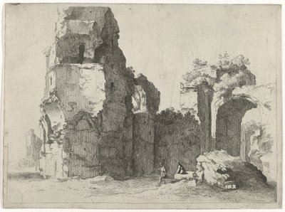 2 人の人物がいるローマ時代の遺跡 作： Jan Gerritsz. van Bronckhorst