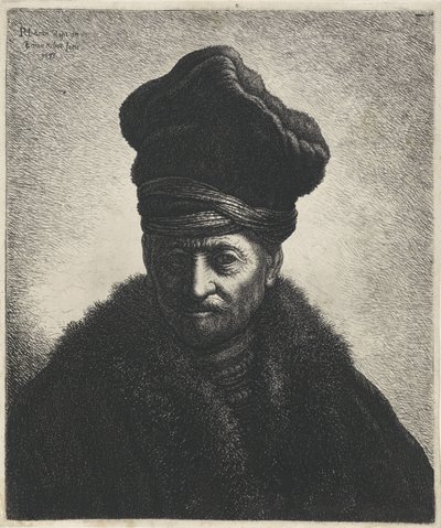 毛皮の帽子をかぶった男の胸像 Tronies after Rembrandt (シリーズタイトル) 作： Jan Gillisz. van Vliet