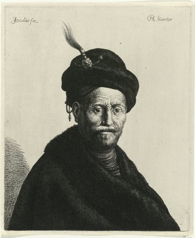 ターバンを巻いた男性の胸像 Tronies after Rembrandt (シリーズタイトル) 作： Jan Gillisz. van Vliet