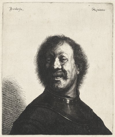 首の部分を持つ笑顔の男 Tronies after Rembrandt (シリーズタイトル) 作： Jan Gillisz. van Vliet