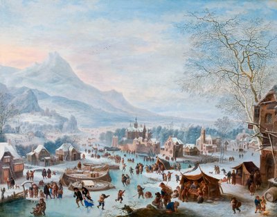 スケーターと冬のシーン 作： Jan Griffier
