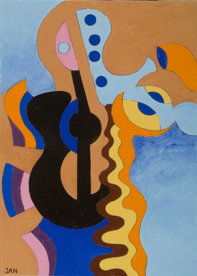 ブラックギター、2009年（キャンバスに油彩） 作： Jan Groneberg