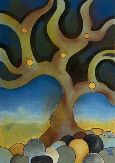 焼けた木、2008年（キャンバスに油彩） 作： Jan Groneberg