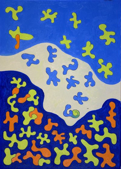 シャワーカーテン、2010年（キャンバスに油彩） 作： Jan Groneberg
