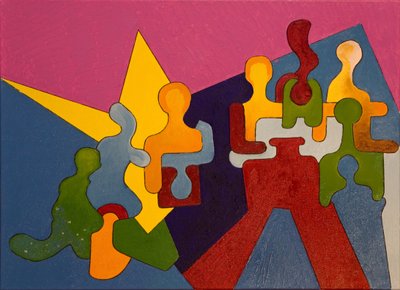2つの裕福な家族の争い、2007年（キャンバスに油彩） 作： Jan Groneberg