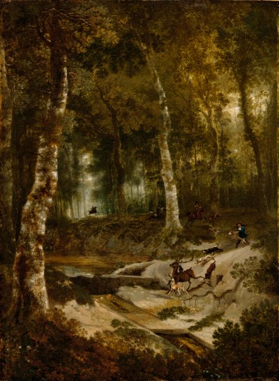 クワガタ狩りの森の風景、1665年頃 作： Jan Hackaert