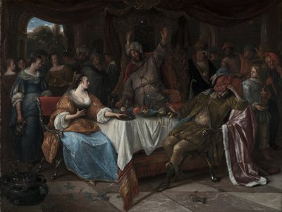 エステル、アハスエロス、ハマン、1668年頃 作： Jan Havicksz. Steen