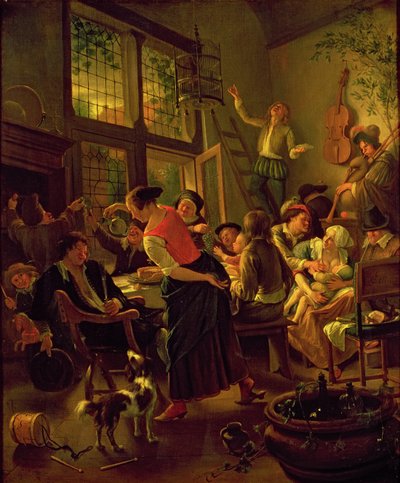 家族の食事（キャンバスに油彩） 作： Jan Havicksz. Steen