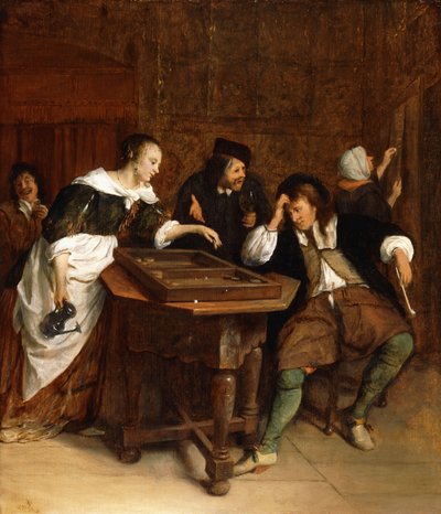 インテリアでバックギャモンをする紳士 作： Jan Havicksz. Steen
