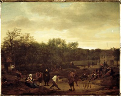 オランダでボール遊びをする農民たち（絵画 作： Jan Havicksz. Steen