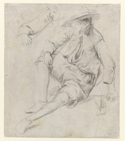 パイプを吸っている着席男性の習作 作： Jan Havicksz. Steen