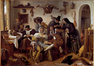 世界が逆さまになったり、欲望の悪行があったり(絵画 作： Jan Havicksz. Steen