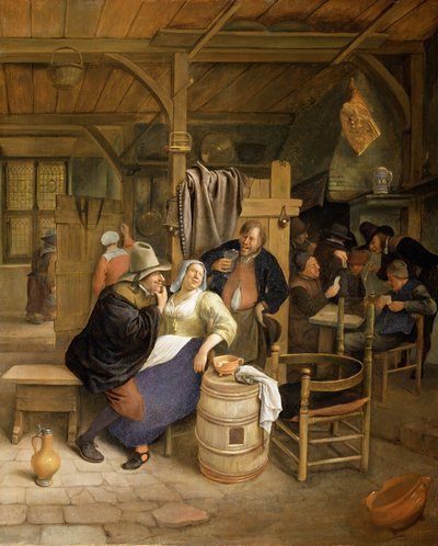 カードプレイヤーがいる居酒屋のインテリア 作： Jan Havickszoon Steen