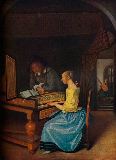 若い男にチェンバロを演奏する若い女性、1659 作： Jan Havickszoon Steen