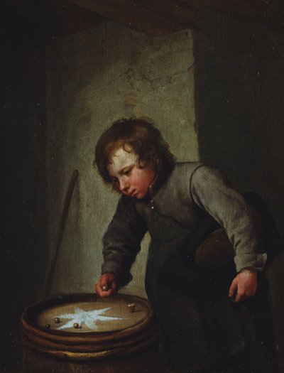 ビー玉で遊ぶ少年 作： Jan Havickszoon Steen
