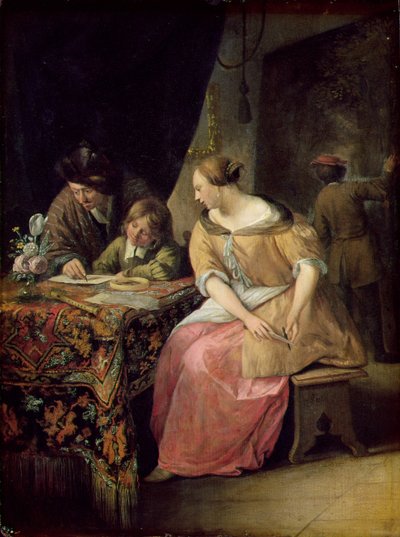 画家とその家族のいる室内、1670年頃（パネル） 作： Jan Havickszoon Steen