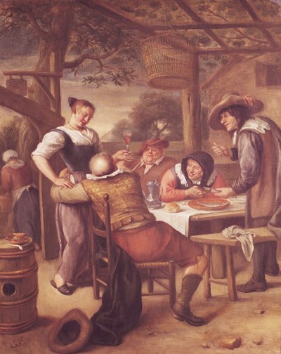 ベビーベッドの下のうれしそうな会社 作： Jan Havickszoon Steen