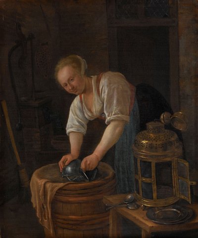 女性の金属製品の精練、1650〜60年 作： Jan Havickszoon Steen