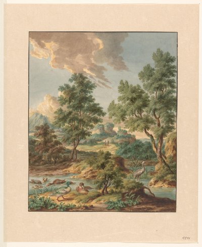池に水鳥がいる風景 作： Jan Hendrik Troost van Groenendoelen