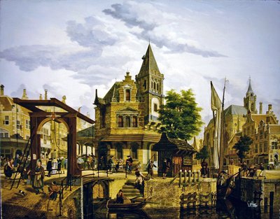 運河沿いのオランダの街並み 作： Jan Hendrik Verheyen