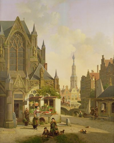 オランダの町の野菜屋台 作： Jan Hendrik Verheyen