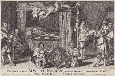 Paradebed van Prins Maurits、1625 Arausion の王子である偉大な Maurice Nassouii の肖像など。 死亡したハーグ・コミティスXXIIIの 1825 年 4 月 (オブジェクトのタイトル) 作： Jan Hendrikszブロードキャスト