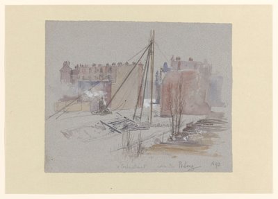 Parkweg の背後にある Van Eeghenstraat での杭打ち活動 作： Jan Hoynck van Papendrecht