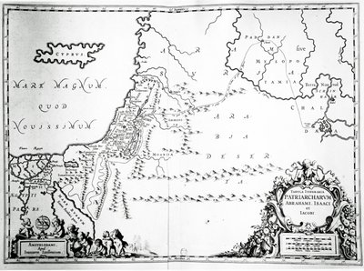アブラハム、アイザック、ジェイコブの旅の地図、1652年 作： Jan Janssonius