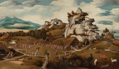 アメリカ征服のエピソードのある風景 作： Jan Jansz Mostaert