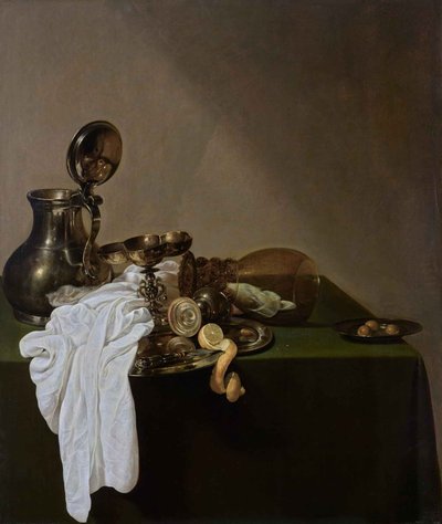 ピューターピッチャーと朝食 作： Jan Jansz den Uyl