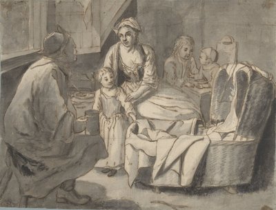 お子様連れのご家族とのインテリア 作： Jan Josef Horemans (II) (possibly)
