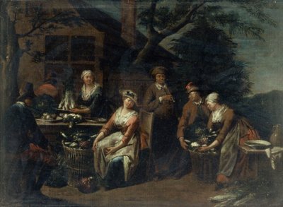 農民、野菜、果物のグループ 作： Jan Josef the Elder Horemans