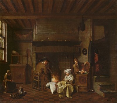 煙突の横のインテリアシーン 作： Jan Josef the Elder Horemans