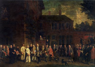 Miekkailijakillan jäsenet toivottavat tervetulleeksi Sint-Michielsin apottin 作： Jan Josef the Younger Horemans