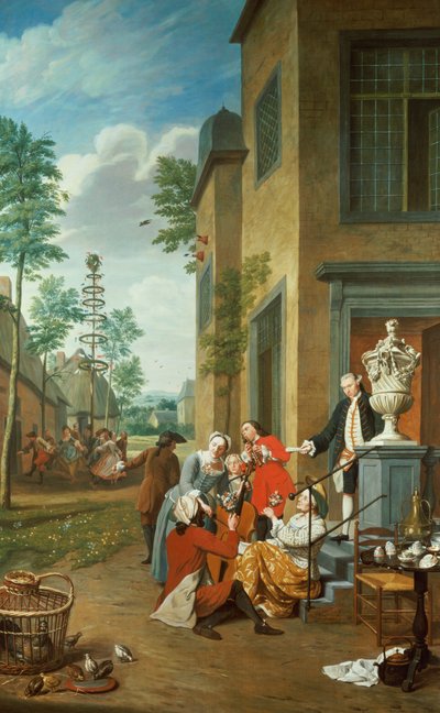 村人のメリーメイキング（4人のシリーズの1つ） 作： Jan Josef the Younger Horemans