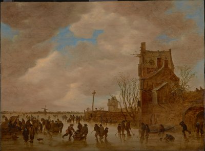 橋塔の前の氷の楽しみ、1655 作： Jan Josefsz Goyen van
