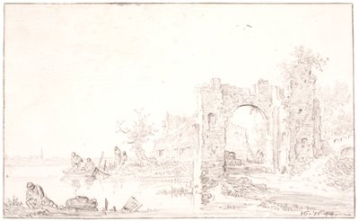 廃墟のある川の風景 作： Jan Josefsz van Goyen