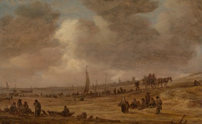 釣り船のあるビーチ、おそらく1653年。 作： Jan Josephsz van Goyen