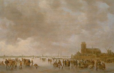 氷の上でフィギュアスケートをする冬の風景 作： Jan Josephsz van Goyen