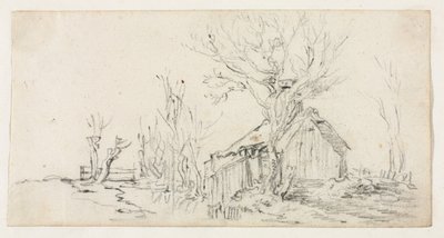 コテージのある風景のスケッチc。 1630年。 作： Jan Josephsz van Goyen