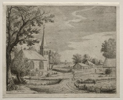 村の教会。 作： Jan Josephsz van Goyen