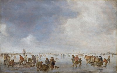 氷の上の冬のシーン（パネルの油） 作： Jan Josephsz van Goyen