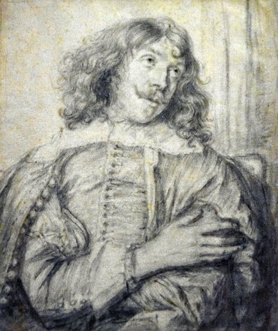 ヤン・リーベンス（1607-1674）アドリアン・ブルーワーの肖像（紙の上に1640年チョーク）MOU Oudenaarde 13-12-2018 作： ヤン・リーベンス