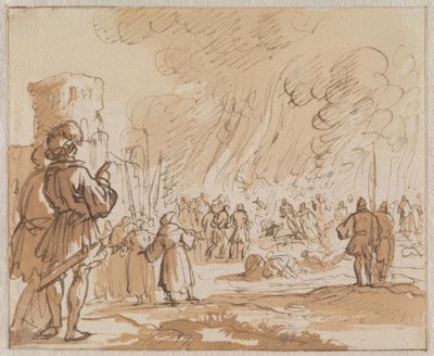 1210年、ミネルヴ郊外で180人のカタリ派（アルビジェン派）が火刑に処された 作： Jan Luyken