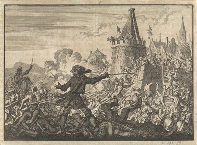 1574年、ユグノーによって守られたリブロンの壁の攻撃を撃退 作： Jan Luyken