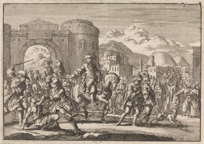 スルタンのフランス特使が馬に乗ってエルサレムに入る、1674年 作： Jan Luyken