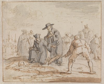 1591年、ブリュッセルでのアンネケ・ファン・デン・ホーフェの生き埋め 作： ヤン・ルイケン