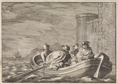 1688 年、手漕ぎボートで夜逃げするジェームズ 2 世 作： Jan Luyken